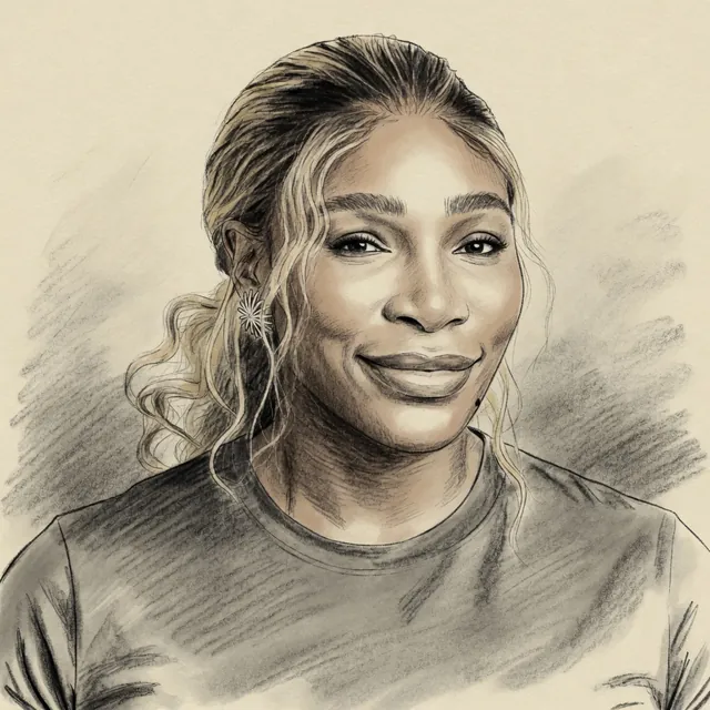 Unofficial AI-generated image of Serena Williams: charcoal studio sketch.