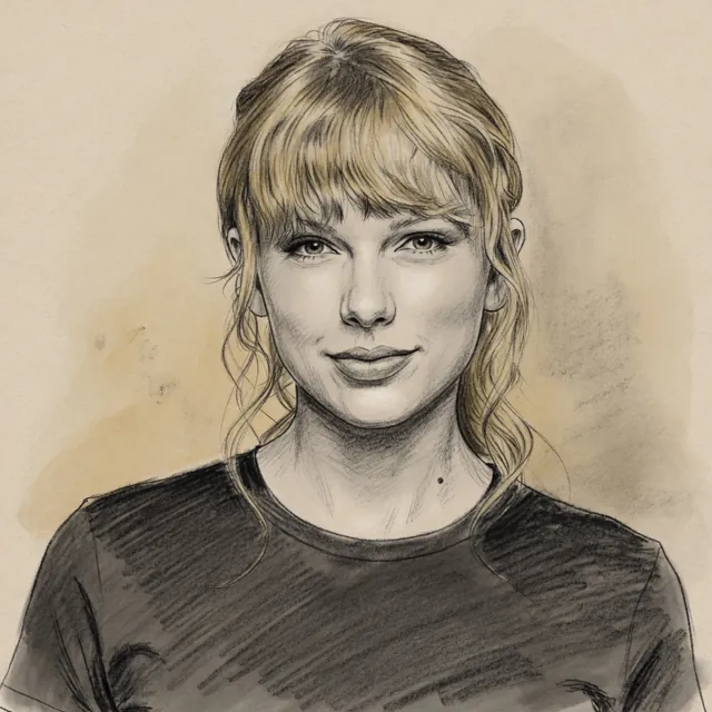 Unofficial AI-generated image of Taylor Swift: charcoal studio sketch.